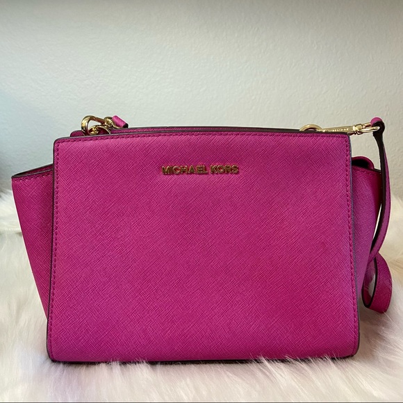 MICHAEL Michael Kors Handbags - MICHAEL Michael Kors Hot Pink Leather Crossbody Bag